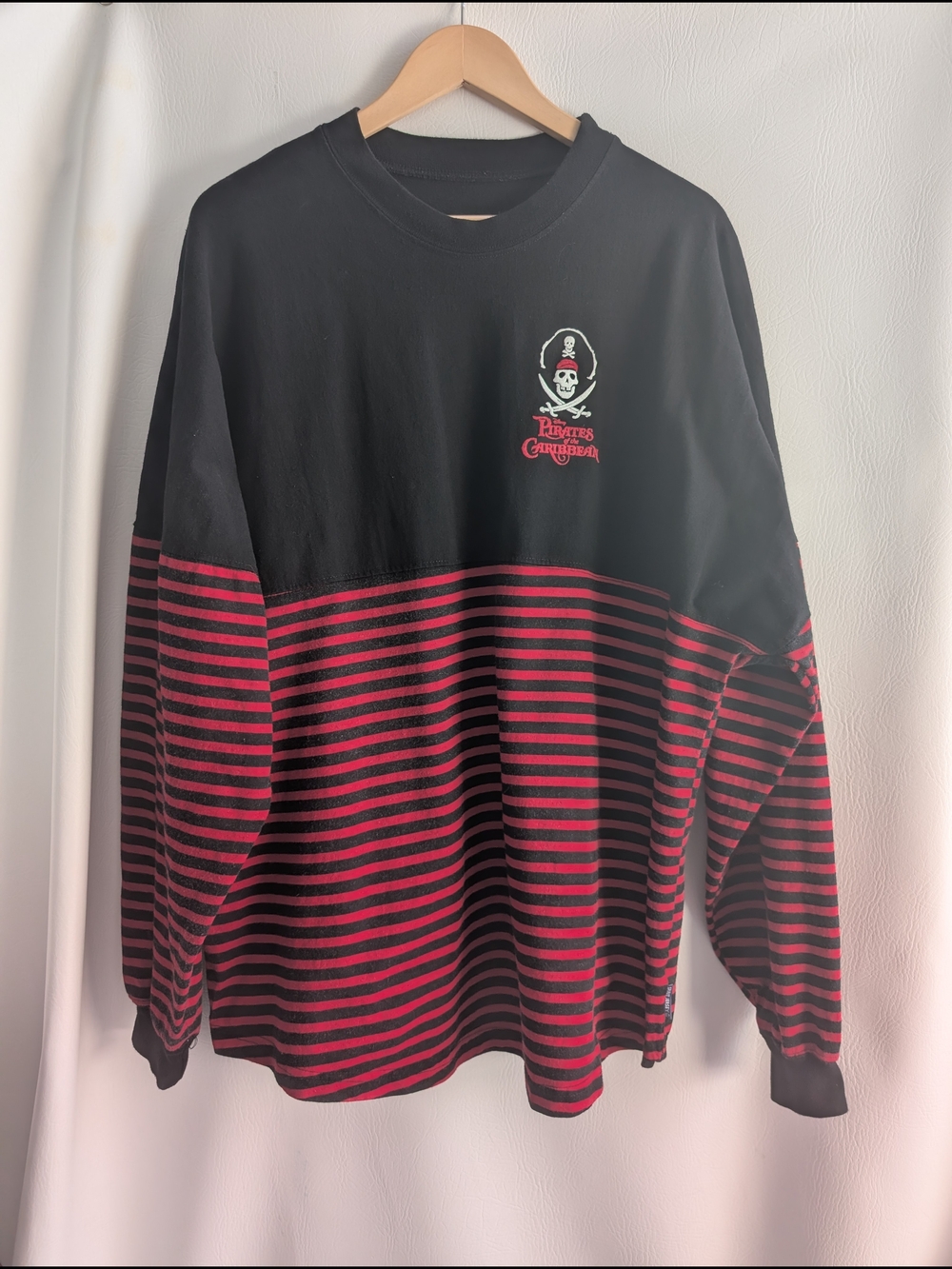 Disney Parks Pirates of the Caribbean Spirit Jersey Black Red Striped Sweatshirt